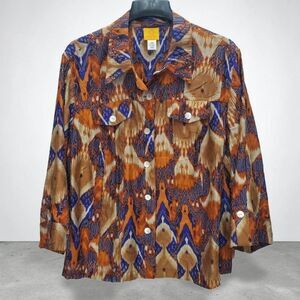 Ruby Rd Linen Blend Cover Shirt Womens 20W Sheer Lightweight Orange Purple Artsy